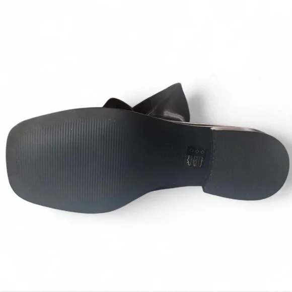 Maeve Anthropologie Square Toe Leather Penny Loafer Heels Black - Sz. 5-5.5 - Picture 8 of 8